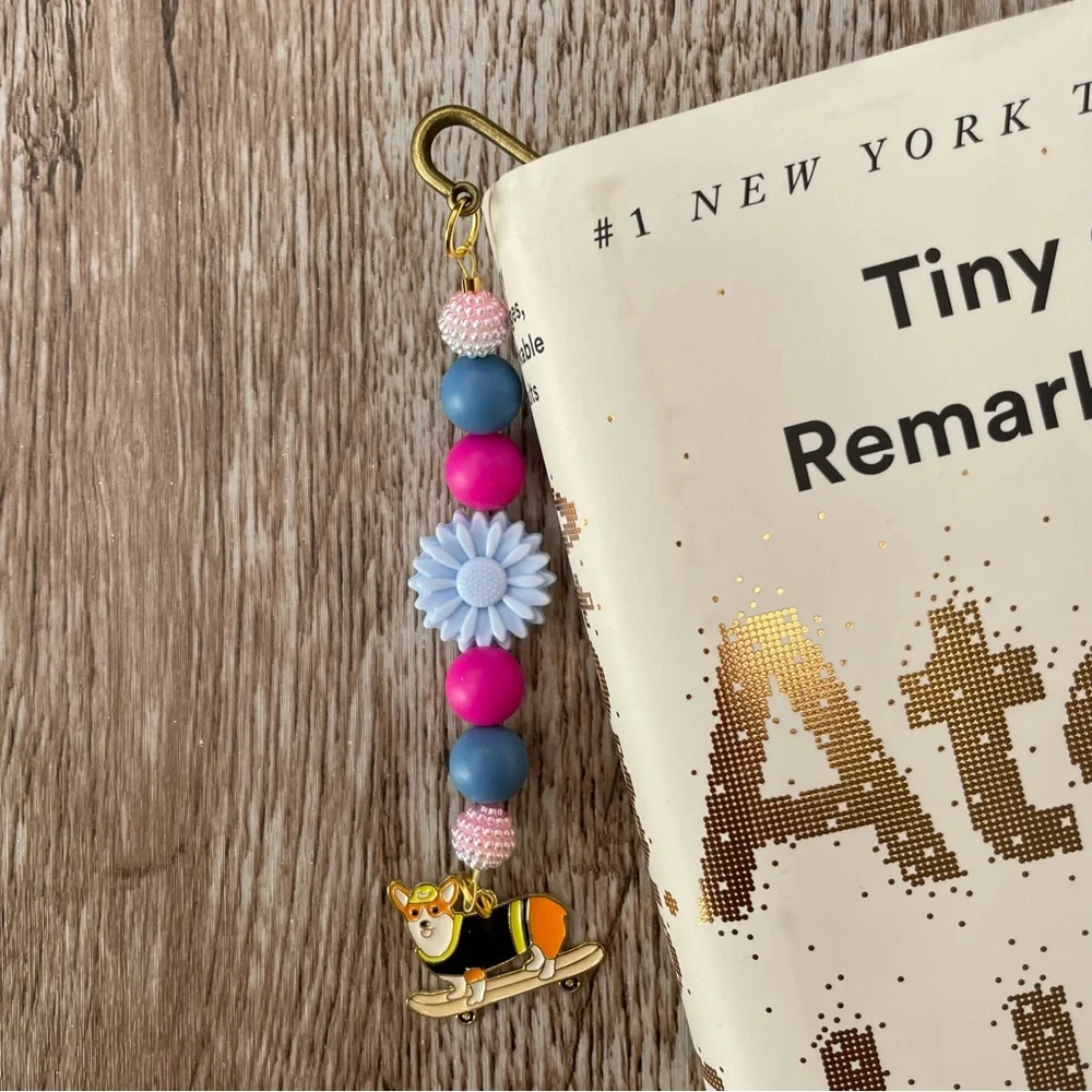 Bookmark Corgi Dog Handcrafted Artisan Beaded Metal Journal Gift Read Book